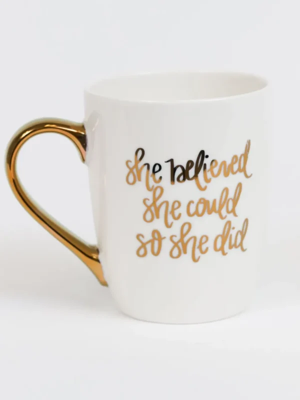 Inspire Me! Home Decor Gold “She Believed She Could So She Did” Mug