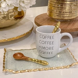 Inspire Me! Home Decor Gold Hammered Handle Wooden Tea Spoon (Set Of 4)