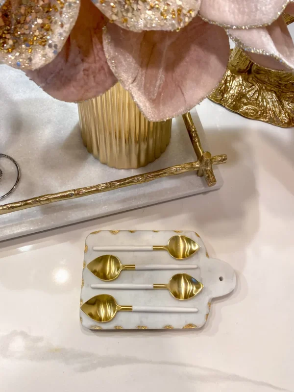 Inspire Me! Home Decor Gold Spoons With White Handle (Set Of 4)