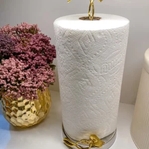 Inspire Me! Home Decor Gold Leaf Detailed Paper Towel Holder ( Available In 2 Sizes)