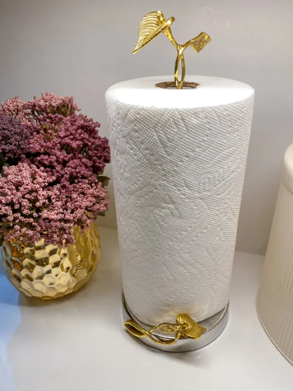 Inspire Me! Home Decor Gold Leaf Detailed Paper Towel Holder ( Available In 2 Sizes)