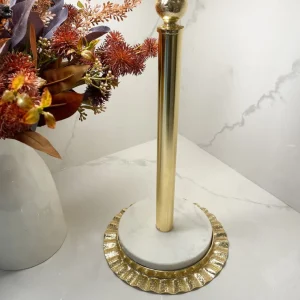 Inspire Me! Home Decor Gold Ripple Edge Paper Towel Holder With Marble Base (2 Colors)