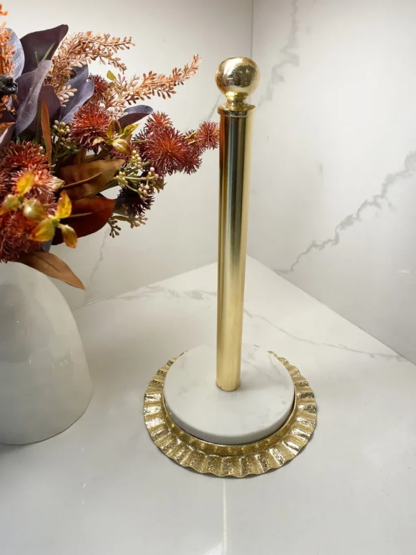 Inspire Me! Home Decor Gold Ripple Edge Paper Towel Holder With Marble Base (2 Colors)