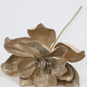 Inspire Me! Home Decor Gold Glittered Magnolia Stem