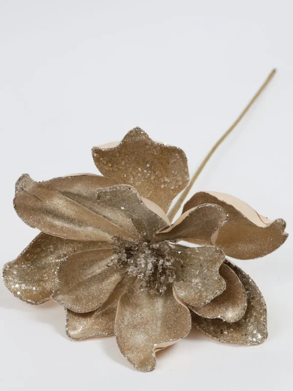 Inspire Me! Home Decor Gold Glittered Magnolia Stem