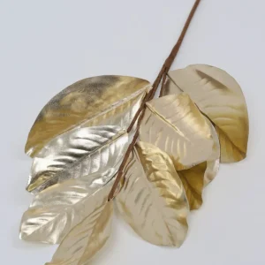 Inspire Me! Home Decor Gold Metallic Magnolia Leaf Stem