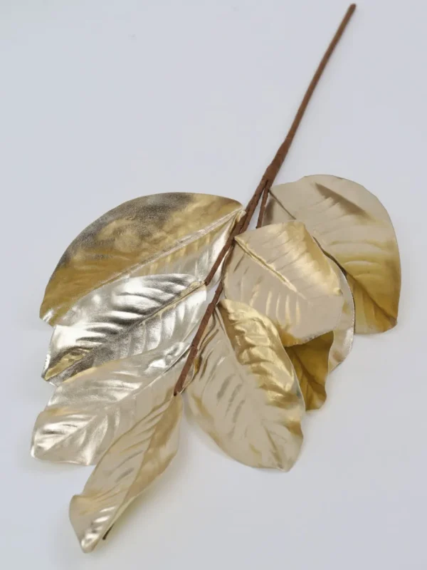 Inspire Me! Home Decor Gold Metallic Magnolia Leaf Stem