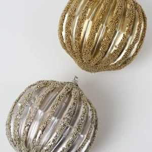 Inspire Me! Home Decor Gold Ribbed Orb Ornaments (2 Colors)