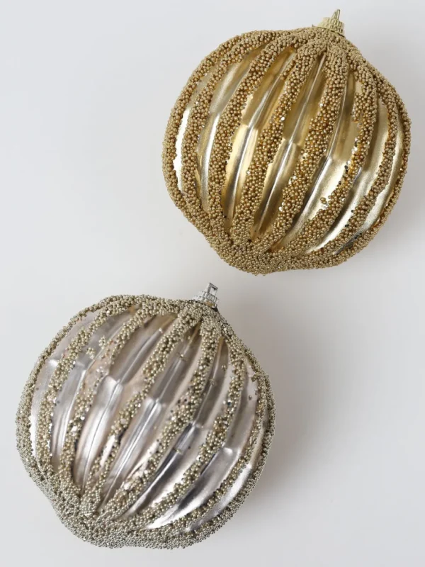 Inspire Me! Home Decor Gold Ribbed Orb Ornaments (2 Colors)