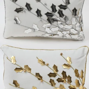 Inspire Me! Home Decor Gold Poinsettia Branch Pillow (2 Colors)