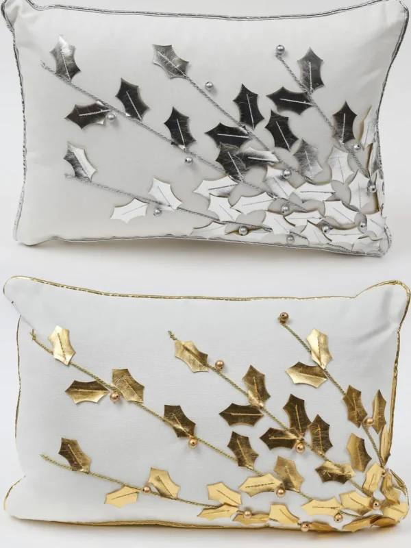 Inspire Me! Home Decor Gold Poinsettia Branch Pillow (2 Colors)