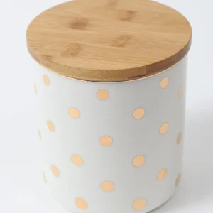 Inspire Me! Home Decor Gold Polka Dots Lidded Jar