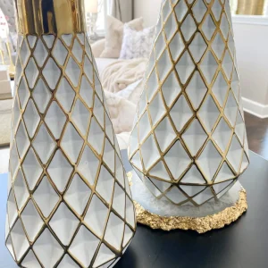 Inspire Me! Home Decor Gold And White Lattice Tapered Vase (2 Sizes)