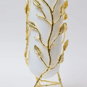 Inspire Me! Home Decor Gold Branch Vase With White Glass Insert