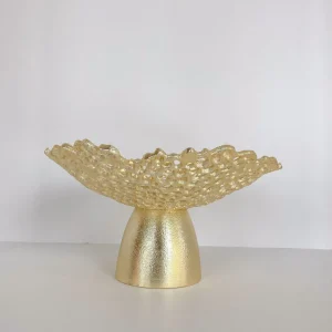 Inspire Me! Home Decor Gold Coral Pedestal Bowl