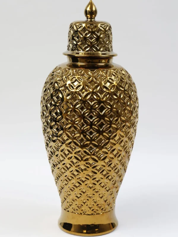 Inspire Me! Home Decor Gold Ginger Jar Lattice Design (2 Sizes)