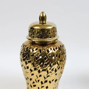 Inspire Me! Home Decor Gold Leaf Pattern Ginger Jar (2 Sizes)