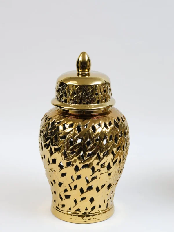 Inspire Me! Home Decor Gold Leaf Pattern Ginger Jar (2 Sizes)