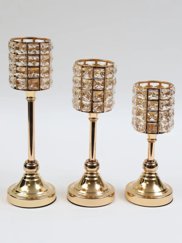 Inspire Me! Home Decor Gold Crystal Candleholders (Set Of 3)