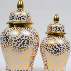 Inspire Me! Home Decor Gold Leopard Print Ginger Jar (2 Sizes)