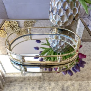 Inspire Me! Home Decor Gold Oval Mirror Tray