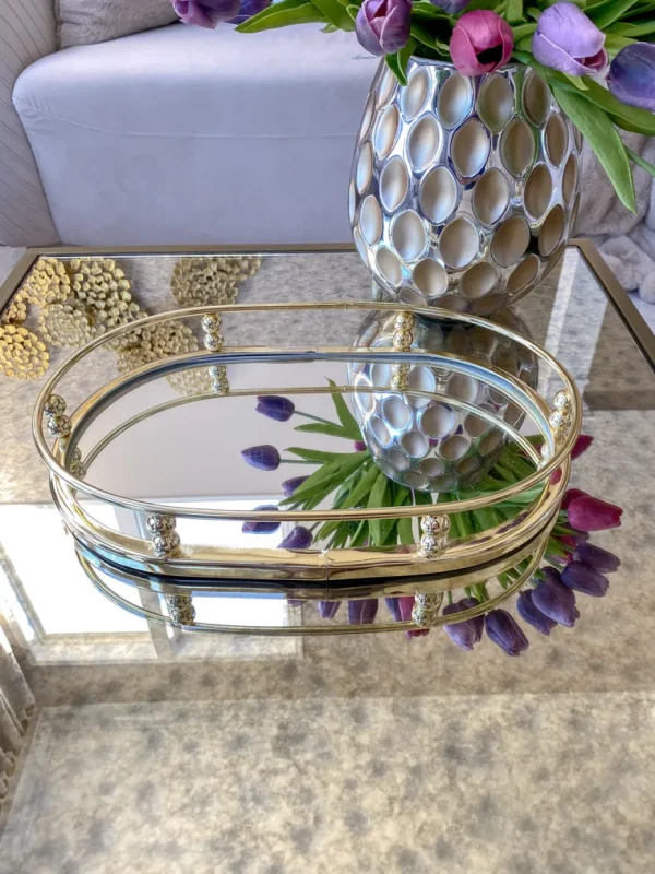 Inspire Me! Home Decor Gold Oval Mirror Tray