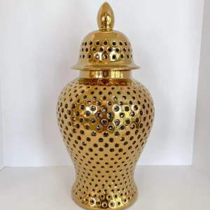 Inspire Me! Home Decor Gold Pierced Ginger Jar