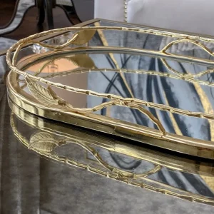 Inspire Me! Home Decor Gold Oval Mirrored Leaf Tray