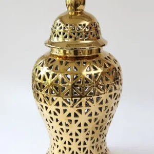 Inspire Me! Home Decor Gold Pierced Pattern Ginger Jar