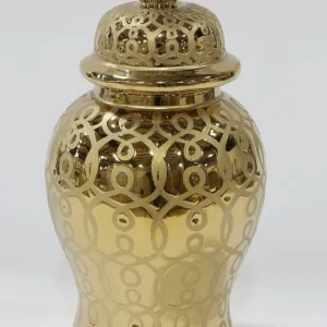 Inspire Me! Home Decor Gold Patterned Mini/Miniature Ginger Jar