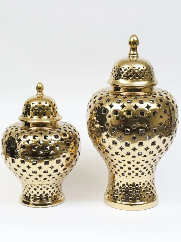 Inspire Me! Home Decor Gold Pierced Patterned Ginger Jar (2 Sizes)