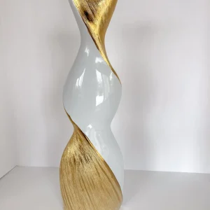 Inspire Me! Home Decor Gold And White Twisted Vase (2 Sizes)