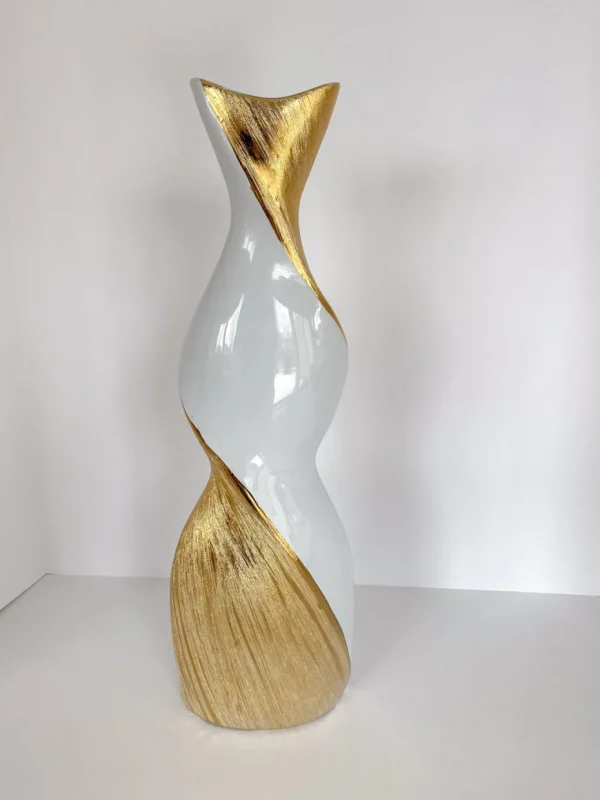 Inspire Me! Home Decor Gold And White Twisted Vase (2 Sizes)