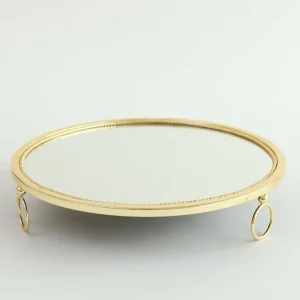 Inspire Me! Home Decor Gold Circle Mirror Tray W/ Circle Feet