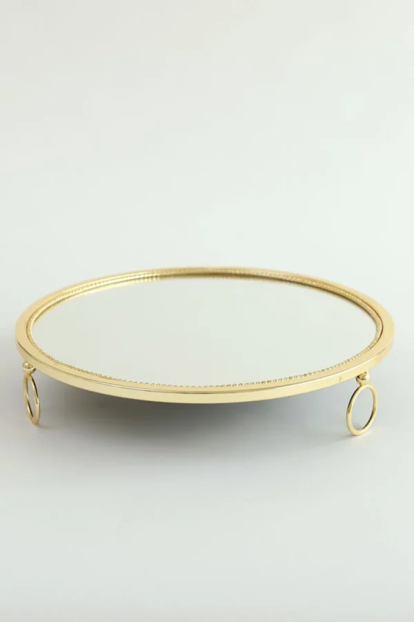 Inspire Me! Home Decor Gold Circle Mirror Tray W/ Circle Feet