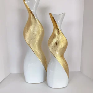 Inspire Me! Home Decor Gold And White Twisted Vase (2 Sizes)