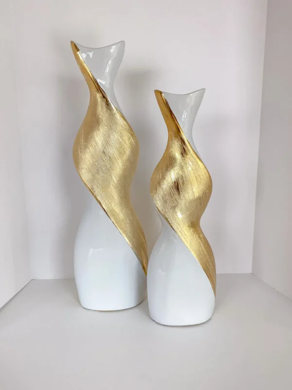 Inspire Me! Home Decor Gold And White Twisted Vase (2 Sizes)