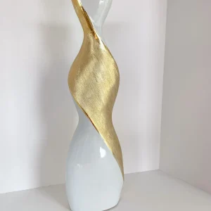 Inspire Me! Home Decor Gold And White Twisted Vase (2 Sizes)