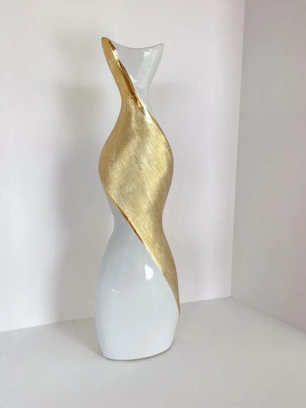 Inspire Me! Home Decor Gold And White Twisted Vase (2 Sizes)