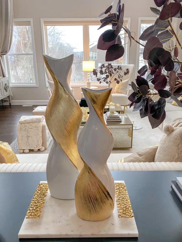 Inspire Me! Home Decor Gold And White Twisted Vase (2 Sizes)