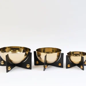 Inspire Me! Home Decor Gold Metal Bowl With Black Base (3 Sizes)