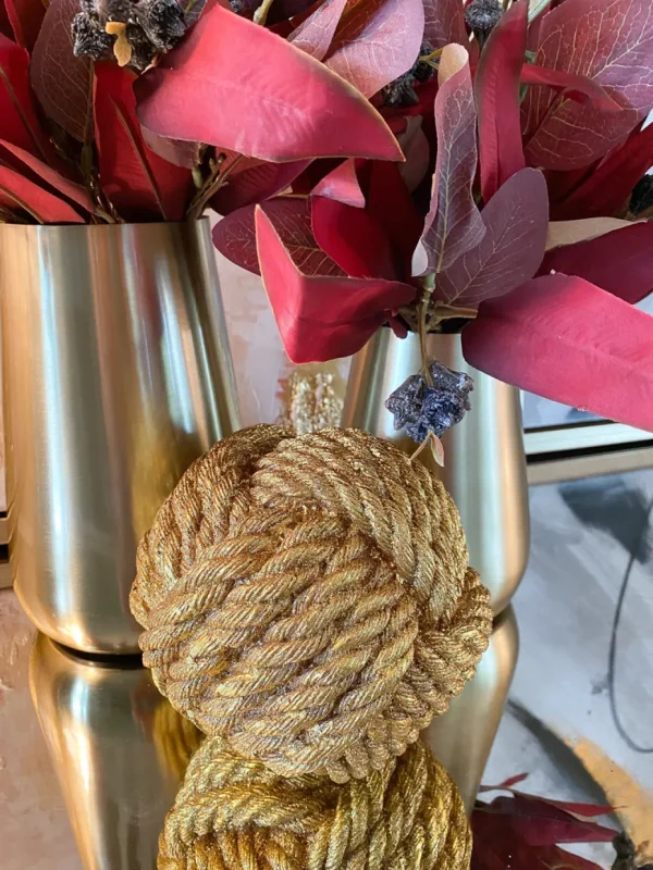 Inspire Me! Home Decor Gold Shimmer Resin Rope Ball (2 Sizes)