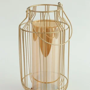 Inspire Me! Home Decor Gold Lantern W/ Amber Glass