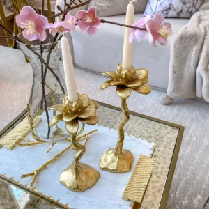 Inspire Me! Home Decor Gold Floral Candle Stick (2 Sizes)