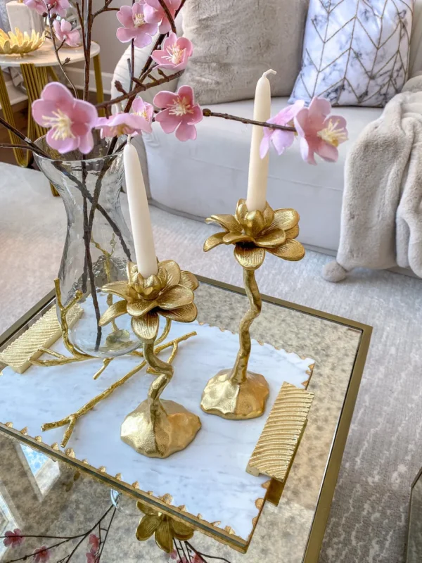 Inspire Me! Home Decor Gold Floral Candle Stick (2 Sizes)