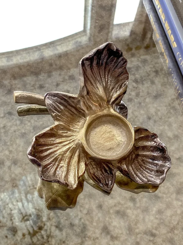 Inspire Me! Home Decor Gold Orchid Tea Light Holder