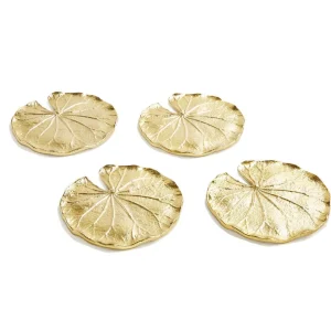 Inspire Me! Home Decor Golden Lily Leaf Coasters, Set Of 4