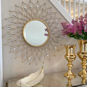 Inspire Me! Home Decor Golden Jeweled Sunburst MIrror