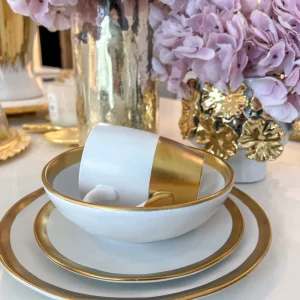 Inspire Me! Home Decor Gold And White 4 Piece Place Setting