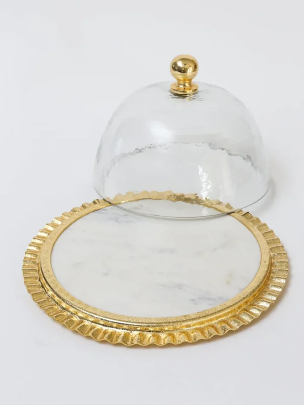 Inspire Me! Home Decor Gold Cake Dome With Ripple Edge (2 Colors)